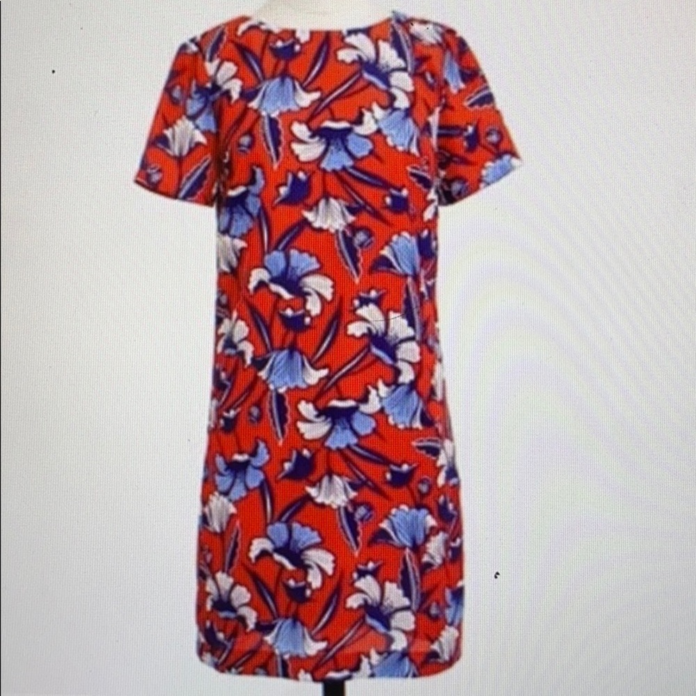 J. Crew red white blue floral gallery shift dress